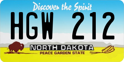 ND license plate HGW212