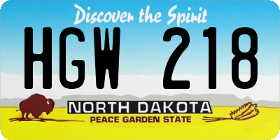 ND license plate HGW218
