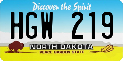 ND license plate HGW219