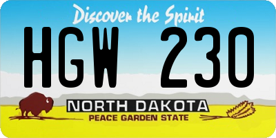 ND license plate HGW230