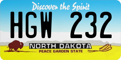 ND license plate HGW232