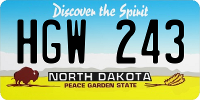 ND license plate HGW243