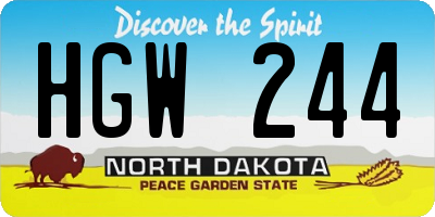ND license plate HGW244
