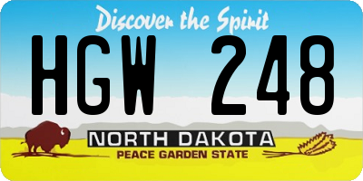 ND license plate HGW248