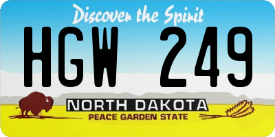 ND license plate HGW249