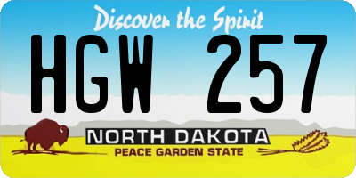 ND license plate HGW257