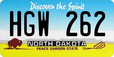ND license plate HGW262