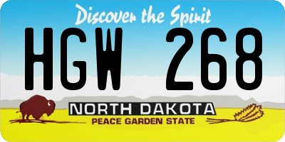 ND license plate HGW268