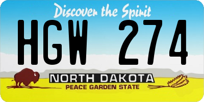 ND license plate HGW274