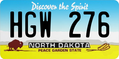 ND license plate HGW276