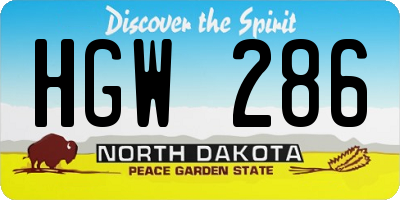 ND license plate HGW286