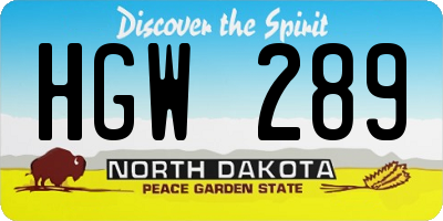 ND license plate HGW289