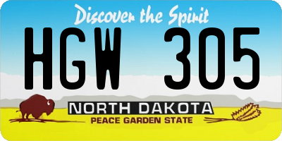 ND license plate HGW305