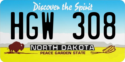 ND license plate HGW308