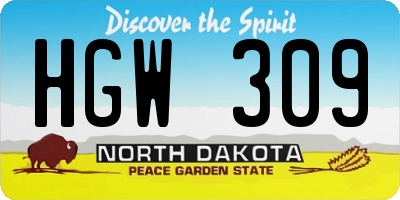 ND license plate HGW309