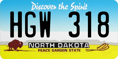 ND license plate HGW318