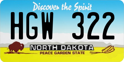 ND license plate HGW322
