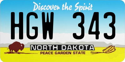 ND license plate HGW343