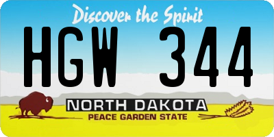 ND license plate HGW344