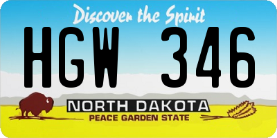 ND license plate HGW346