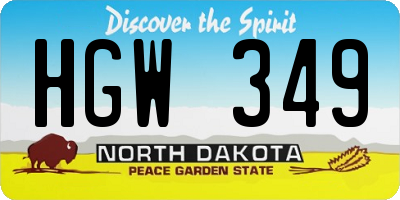 ND license plate HGW349