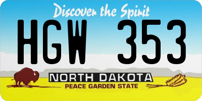ND license plate HGW353
