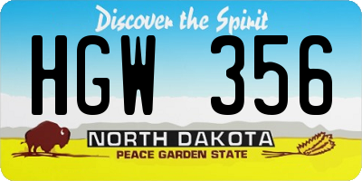 ND license plate HGW356