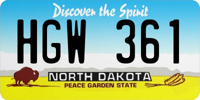 ND license plate HGW361
