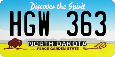 ND license plate HGW363