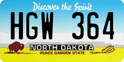 ND license plate HGW364