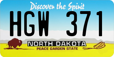 ND license plate HGW371