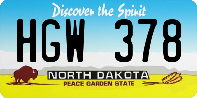 ND license plate HGW378