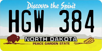 ND license plate HGW384