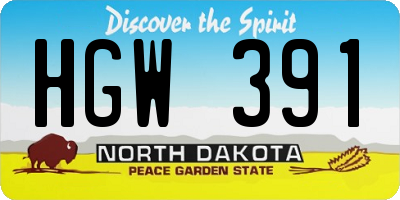 ND license plate HGW391
