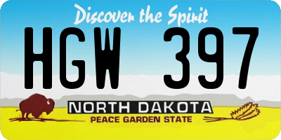 ND license plate HGW397