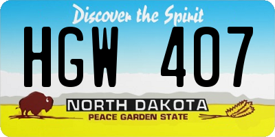 ND license plate HGW407