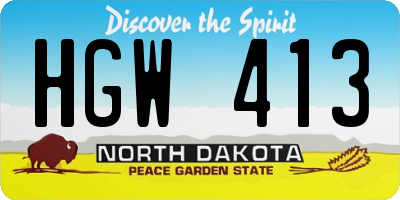 ND license plate HGW413