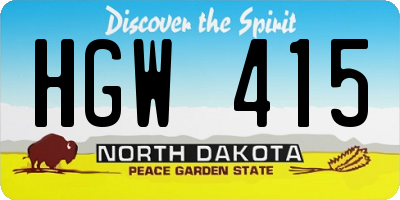 ND license plate HGW415