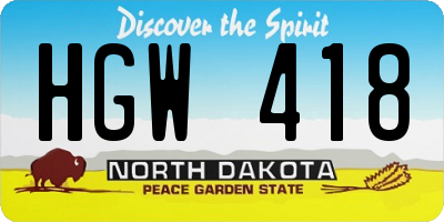 ND license plate HGW418