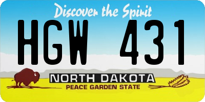 ND license plate HGW431
