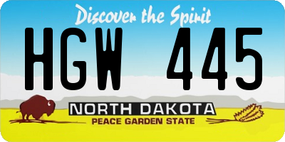 ND license plate HGW445