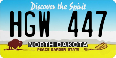 ND license plate HGW447