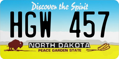 ND license plate HGW457