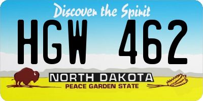 ND license plate HGW462