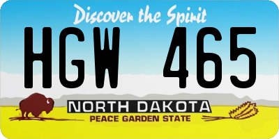 ND license plate HGW465