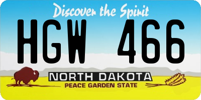 ND license plate HGW466