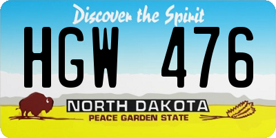 ND license plate HGW476