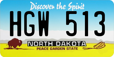 ND license plate HGW513