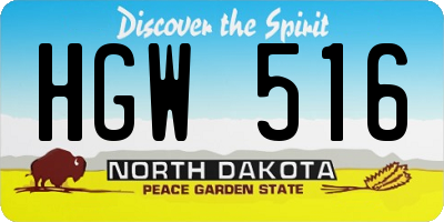 ND license plate HGW516