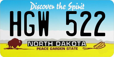 ND license plate HGW522